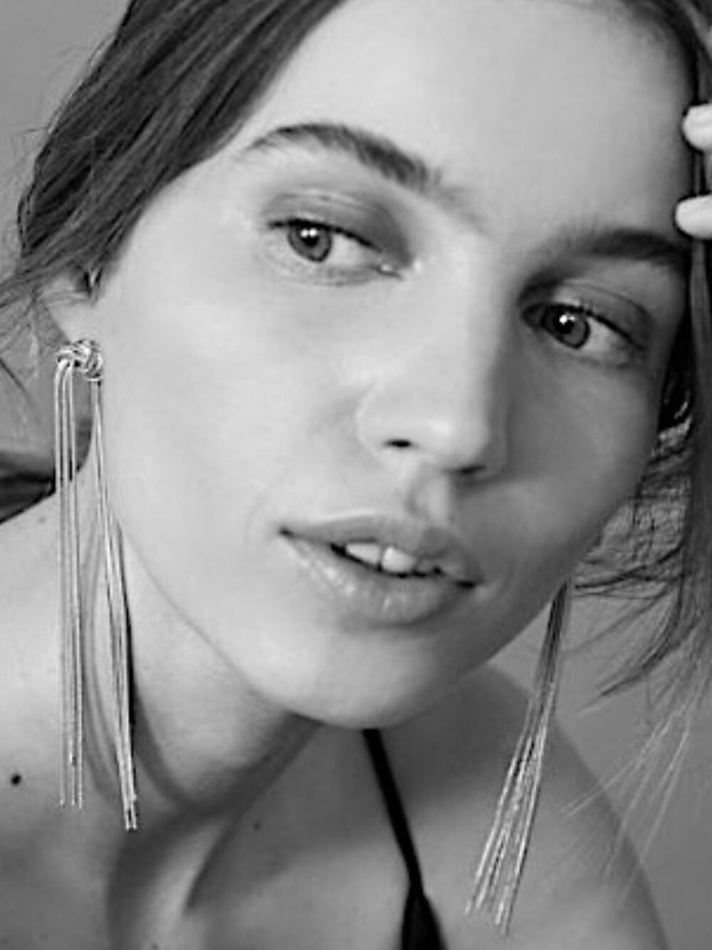 NEW Anthropologie BHLDN Knotted Silver Chain Long Fringe Earrings